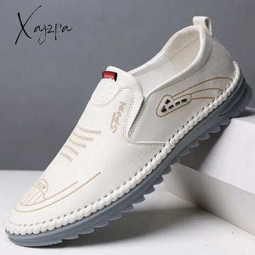 Classic Men Casual Shoes Spring Breathable Solid Colors Soft Flats Moccasins Pu Leather Loafers